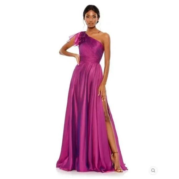Mac Duggal High Neck Maxi Gown Dress Chiffon Raspberry Pink Sz 14 NWT - Picture 3 of 9